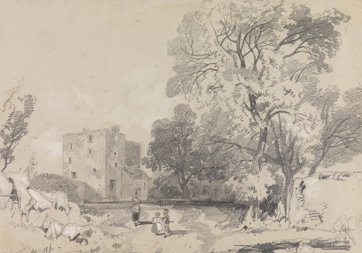 Una casa torre en ruinas de Edward Lear