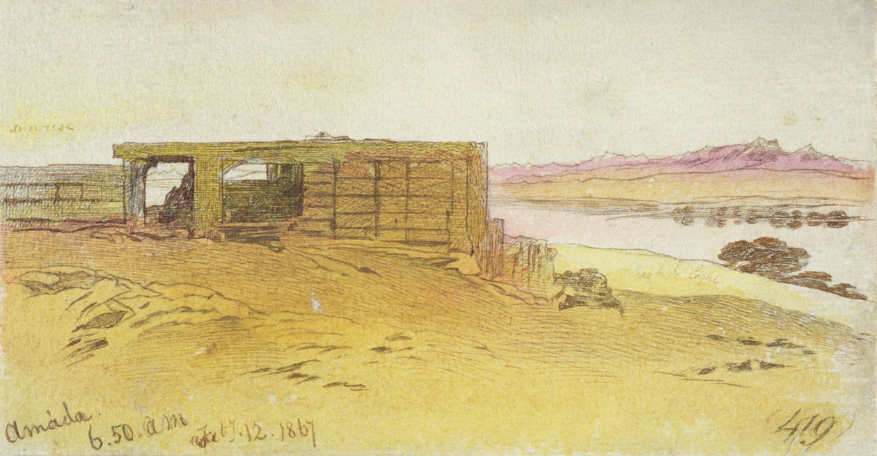 Amada, 6:50am, 12 de febrero de 1867 (tinta marrón y pluma con acuarela sobre grafito) de Edward Lear