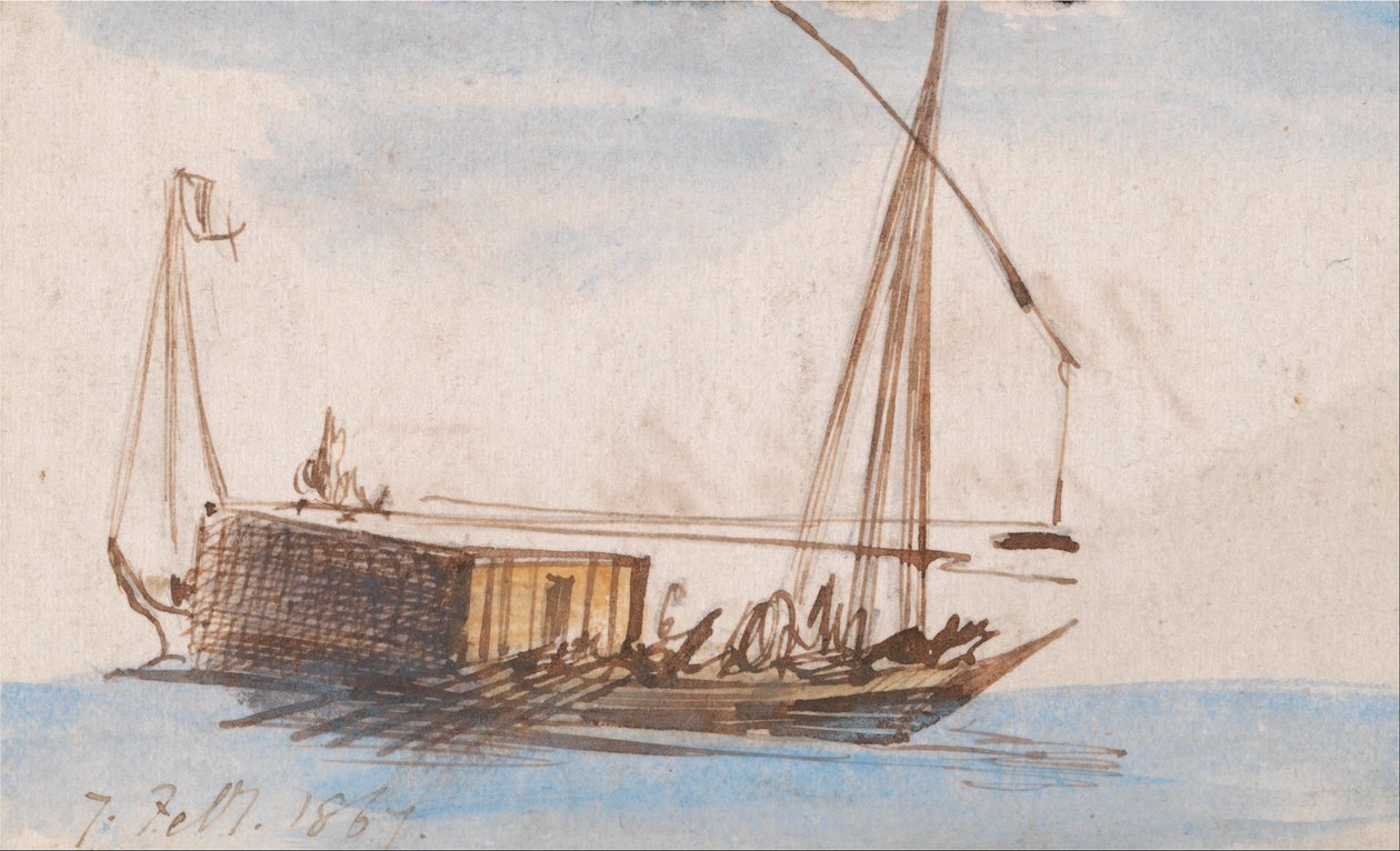 Barco en el Nilo de Edward Lear