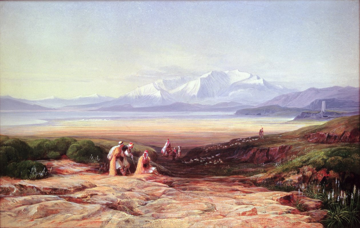 Monte Parnaso, Lago Cefiso y las llanuras de Beocia, Grecia, 1860 de Edward Lear