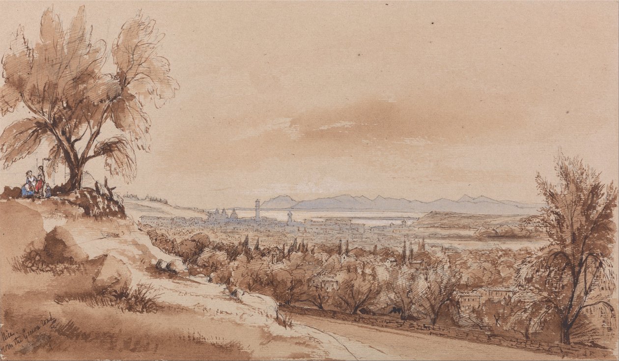 Niza desde la carretera de Génova de Edward Lear