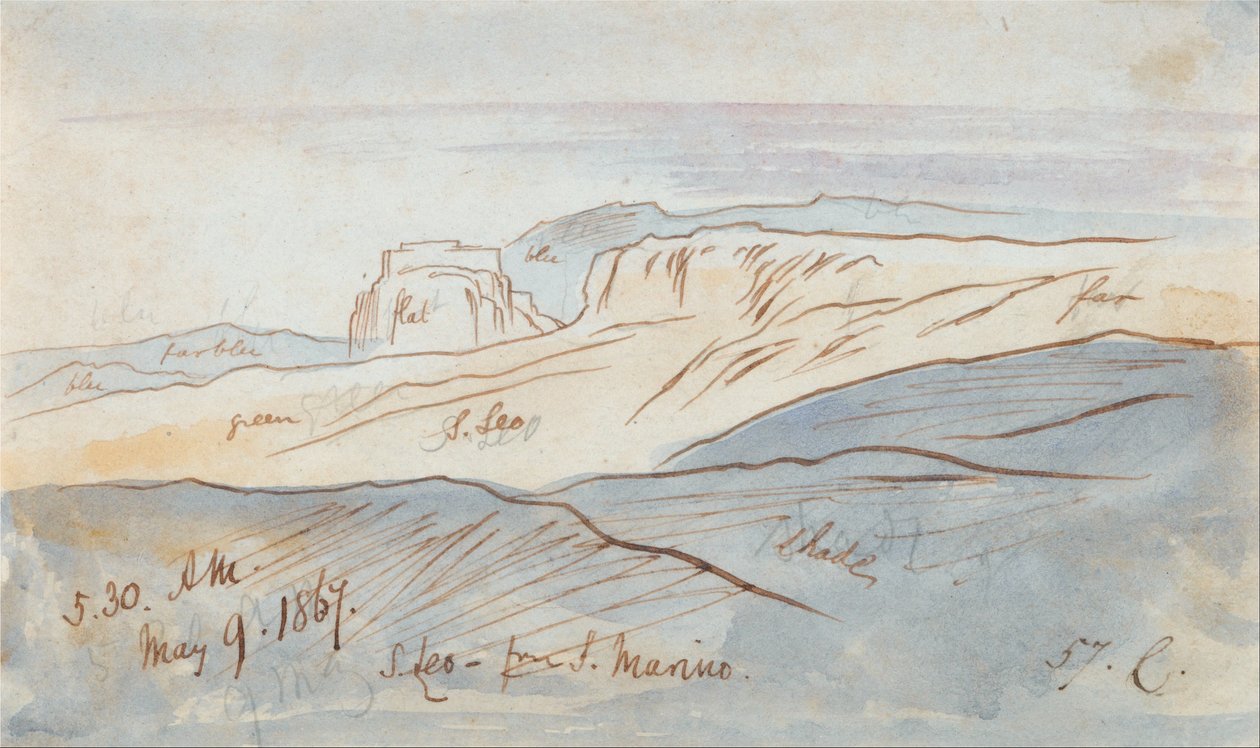 San Leo desde San Marino de Edward Lear