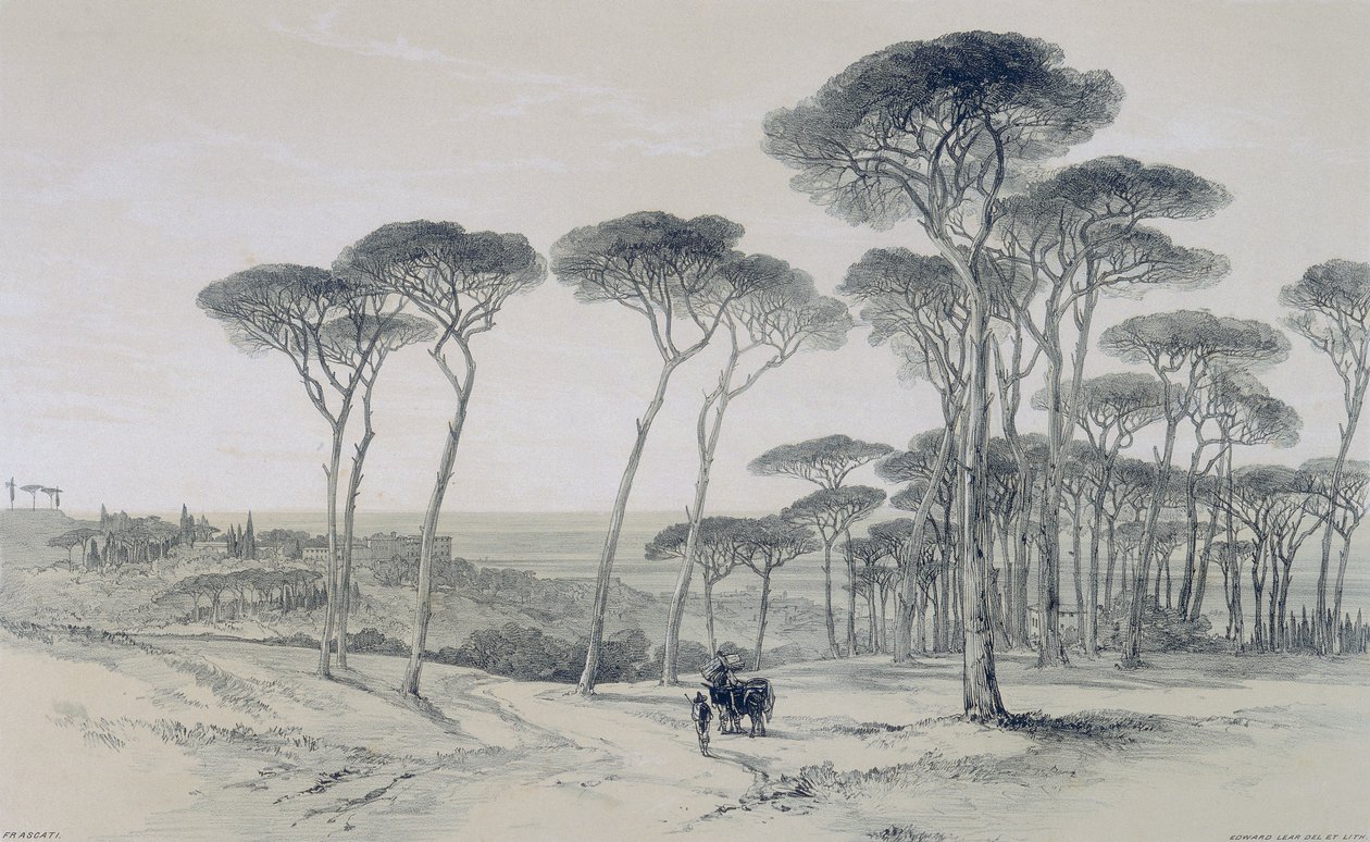 Vistas de Roma y sus Alrededores: Vista de Frascati desde Villa Mondragone de Edward Lear