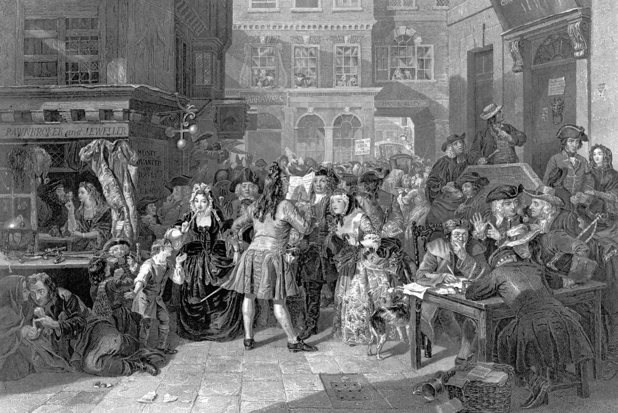 Escena en Change Alley durante la Burbuja del Mar del Sur, 1853 de Edward Matthew Ward