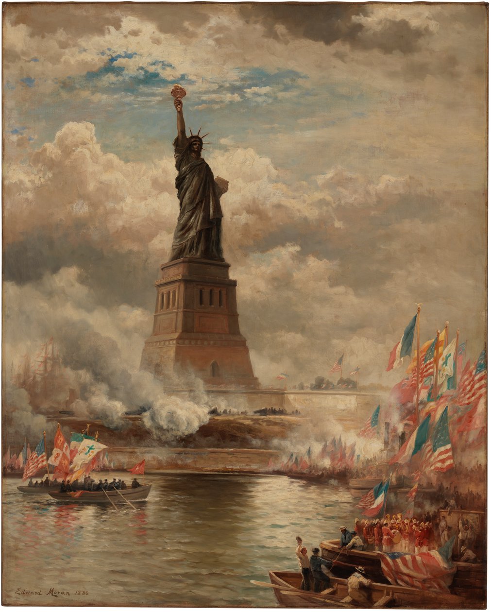 La inauguración de la Estatua de la Libertad, Iluminando el Mundo, 1886 de Edward Moran