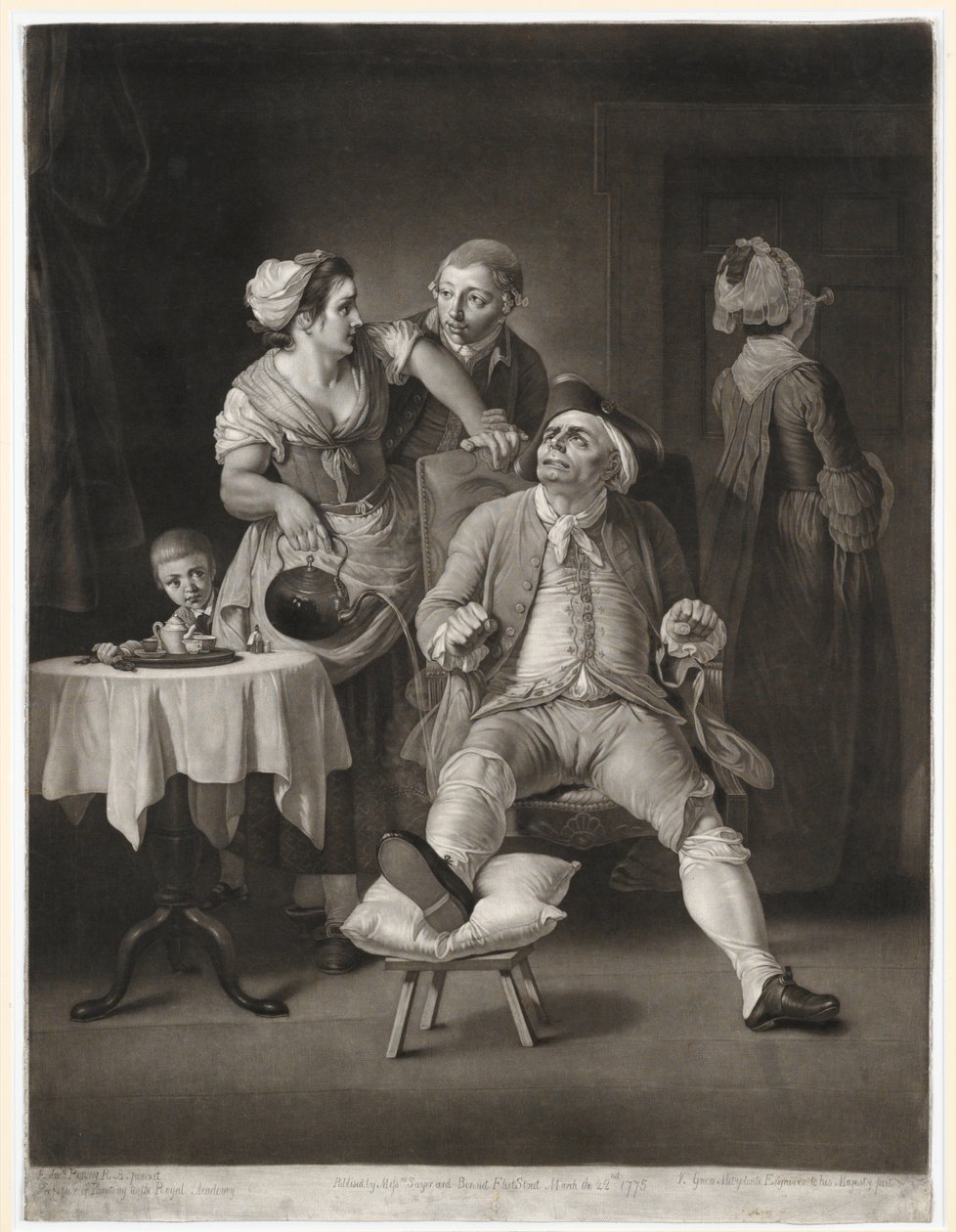 El libertino castigado por el desprecio y el desdén, impresión hecha por Valentine Green, 1775 (mezzotinta) de Edward Penny