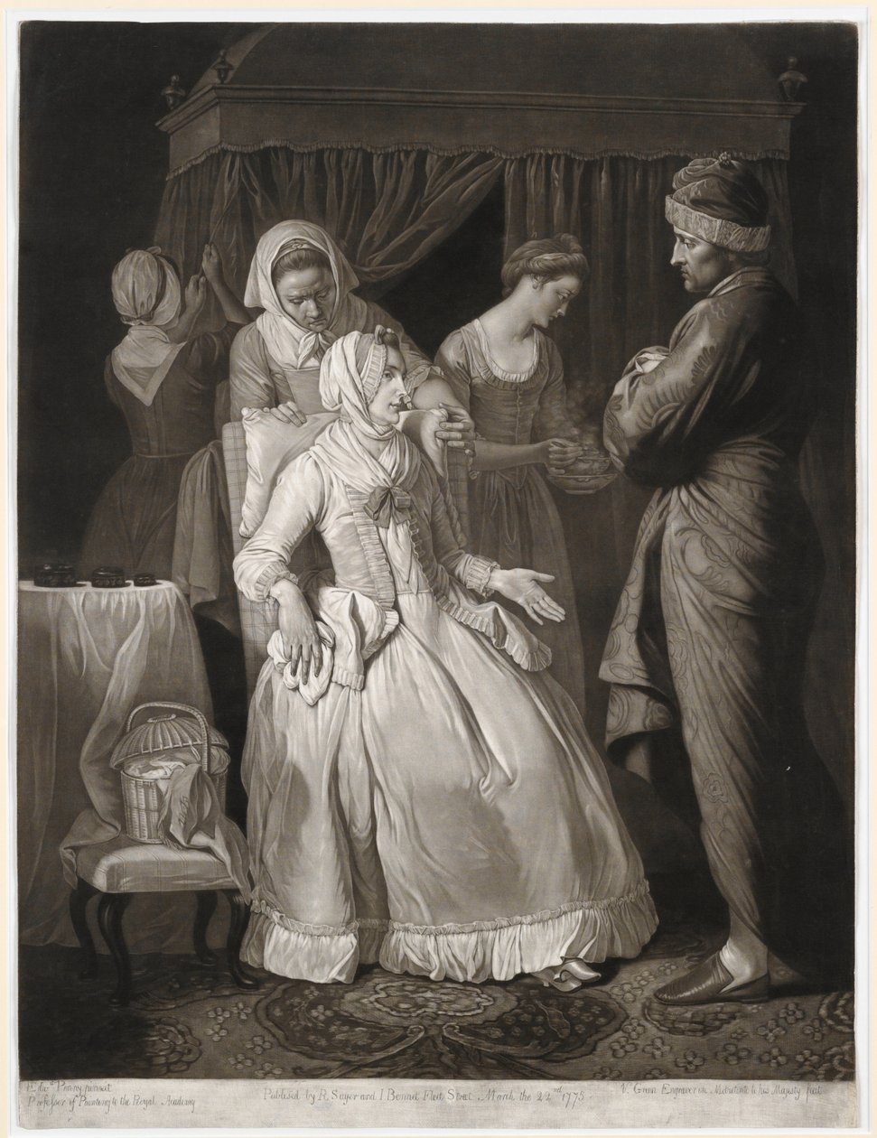 Los virtuosos consolados por la simpatía y la atención, grabado por Valentine Green, 1775 de Edward Penny