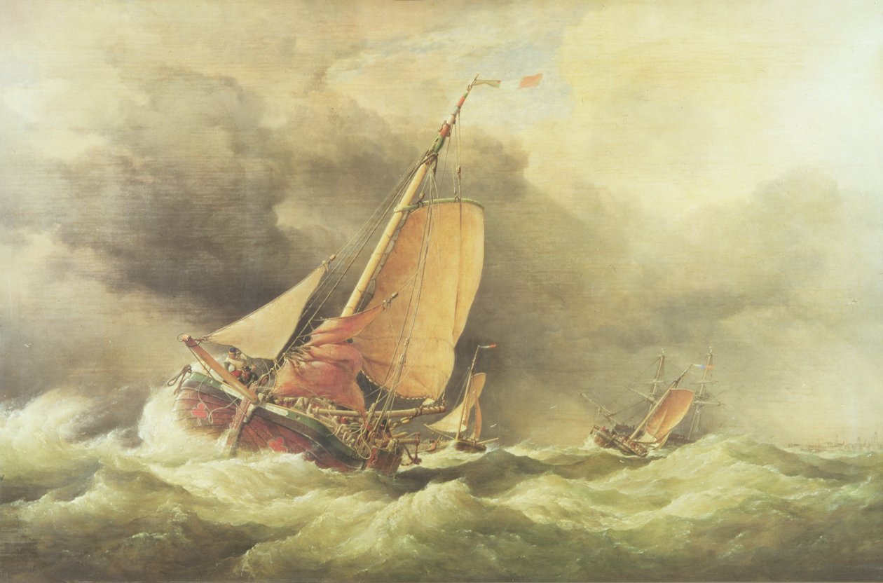 Pincks holandeses corriendo a anclar frente a Yarmouth de Edward William Cooke