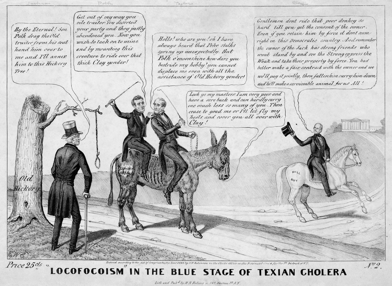 Locofocoismo en la etapa azul del cólera texano, publicado por H R Robinson, Nueva York, 1844 de Edward Williams Clay