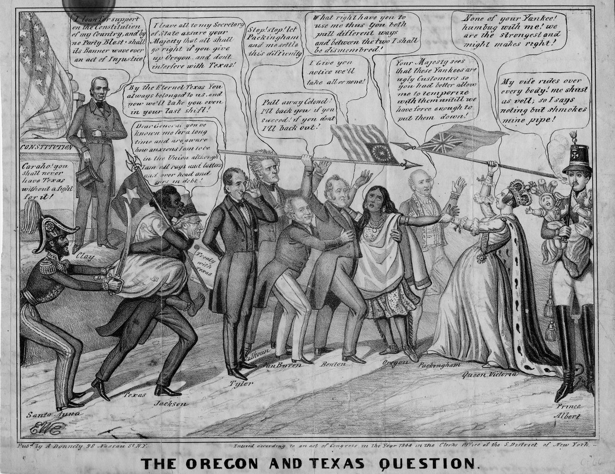 La cuestión de Oregón y Texas, publicado por A Donnelly, Nueva York, c.1844 de Edward Williams Clay