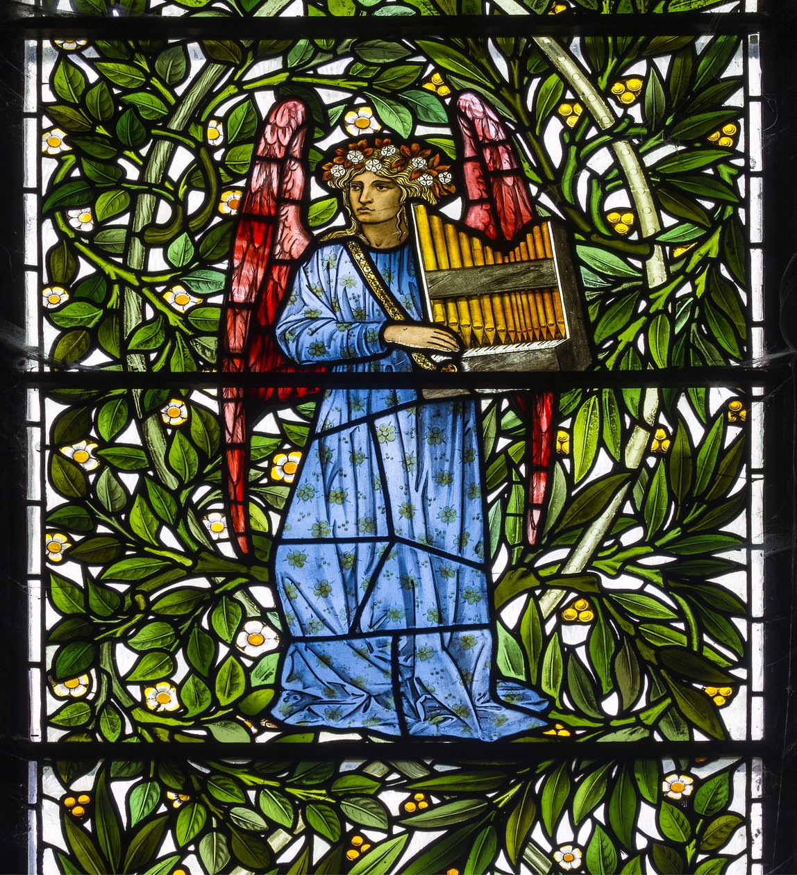 Nun Monkton, St Mary, Morris Marshall & Faulkner & Co, William Morris, Edward Burne-Jones, Ángel músico, 1873 de Edward and Morris Burne-Jones