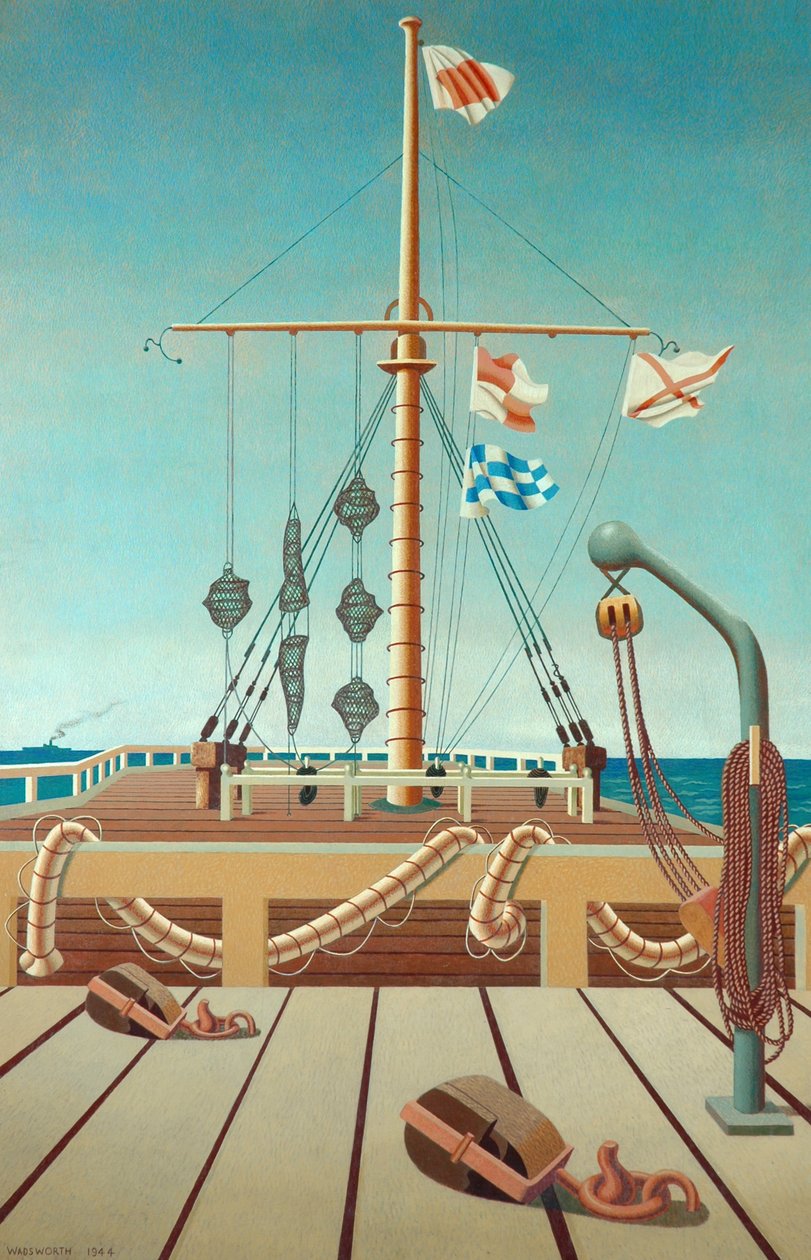 Estación de señales (embarcadero) (témpera sobre panel de madera) de Edward Alexander Wadsworth