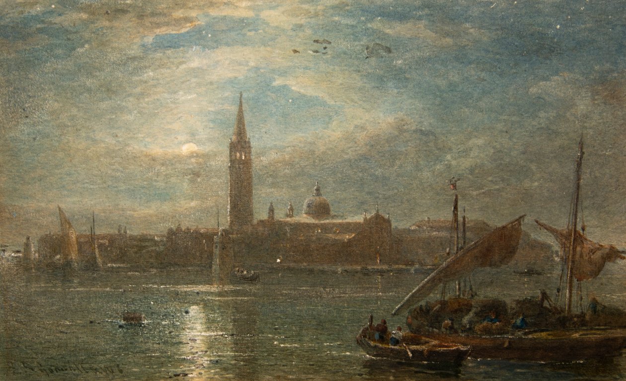 San Georgio a la luz de la luna, Venecia (acuarela) de Edward Angelo Goodall
