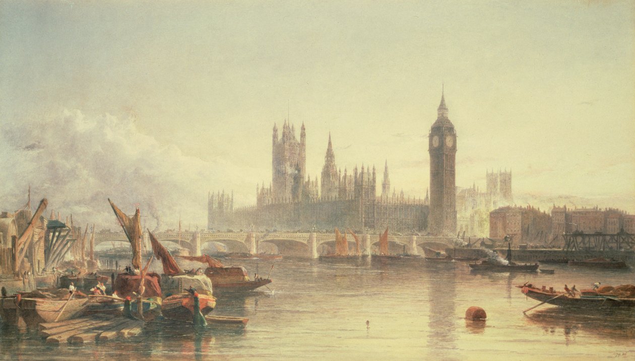 Las Casas del Parlamento y el Puente de Westminster de Edward Angelo Goodall