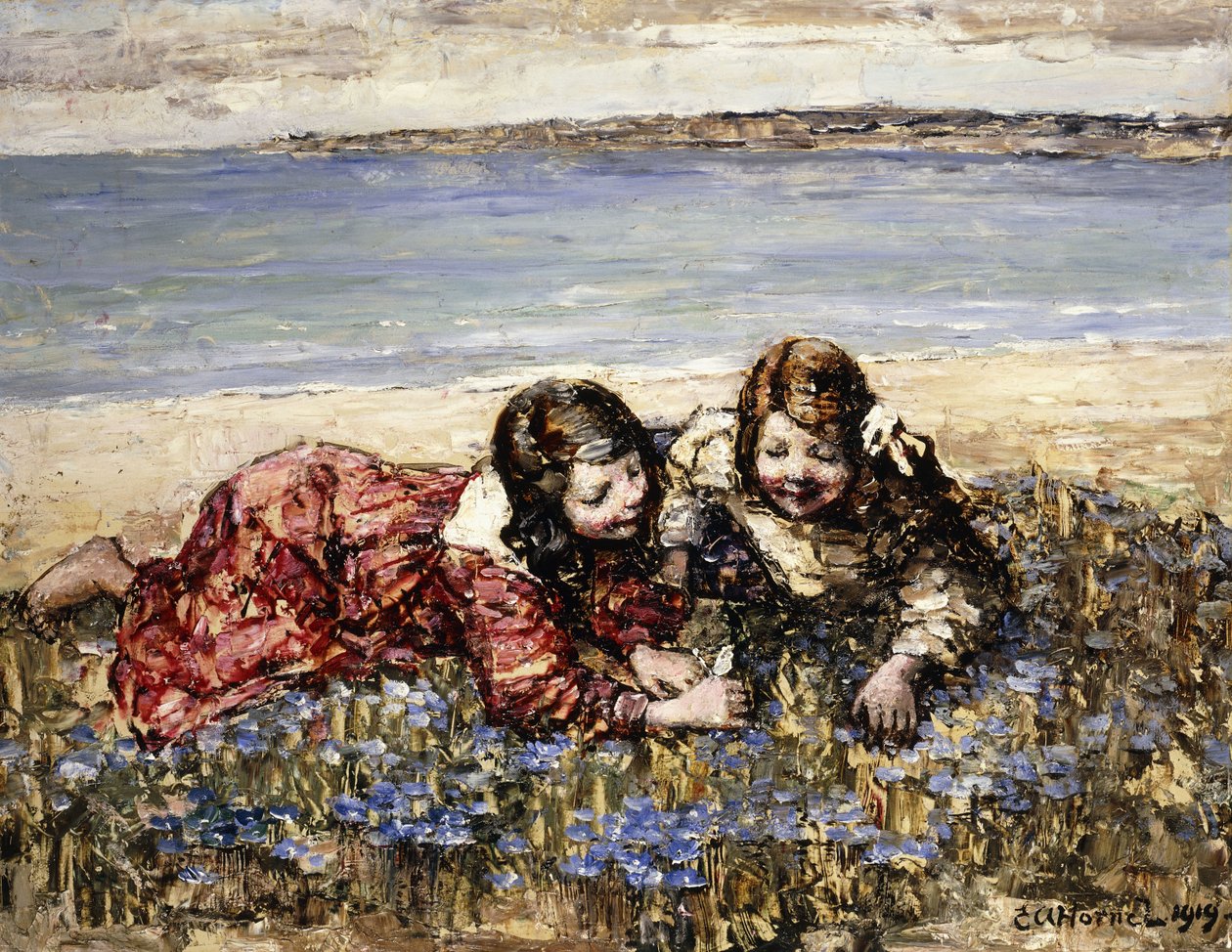 Recogiendo flores junto a la orilla del mar de Edward Atkinson Hornel