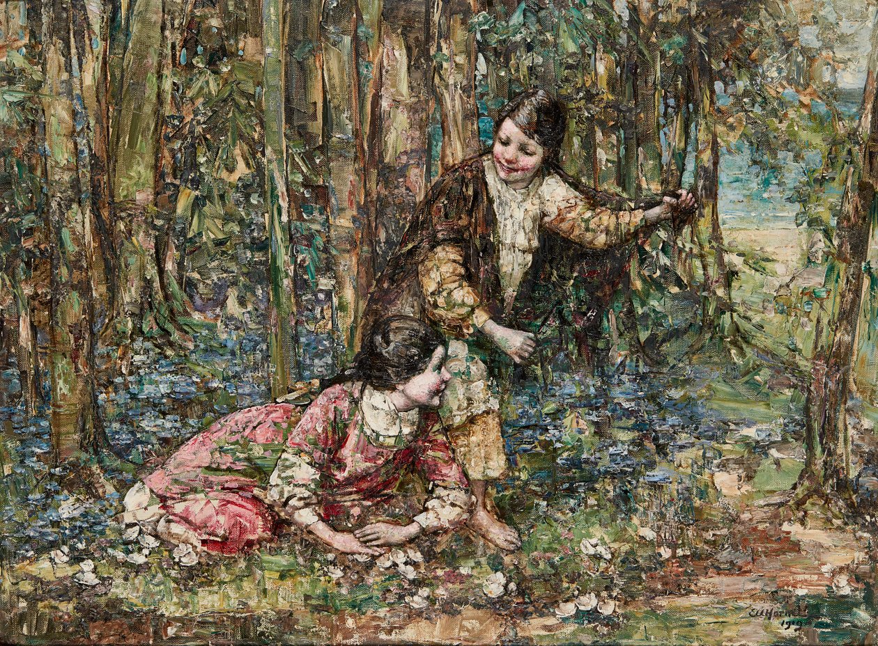 Chicas en un bosque de Edward Atkinson Hornel