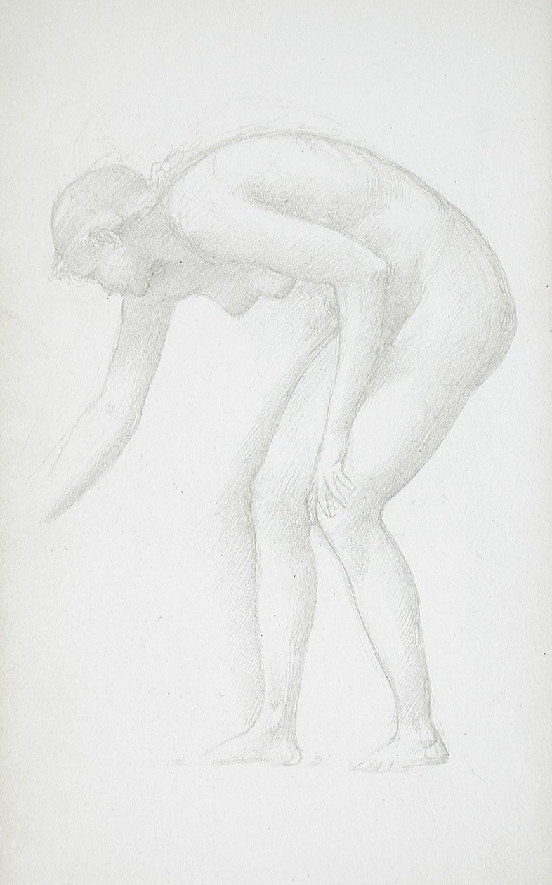 Desnudo femenino inclinado de Edward Burne-Jones