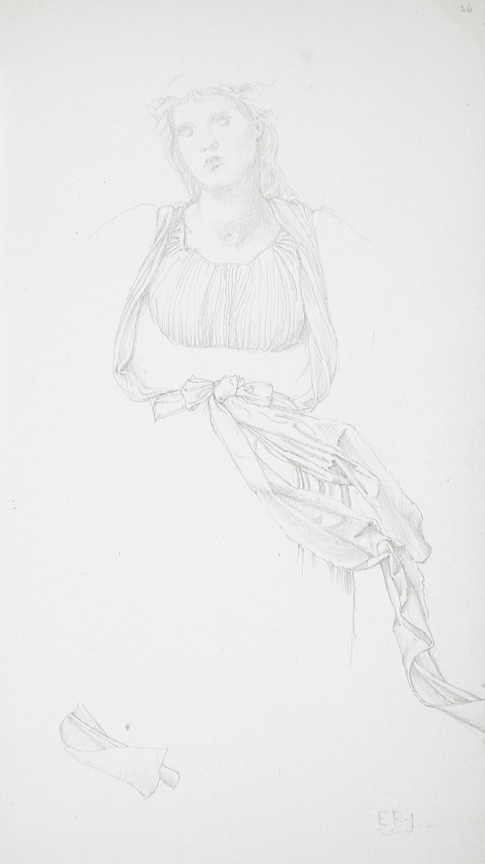 Estudio de torso femenino y drapeado de Edward Burne-Jones