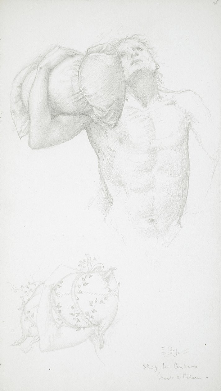 Desnudo masculino sosteniendo un cojín de Edward Burne-Jones