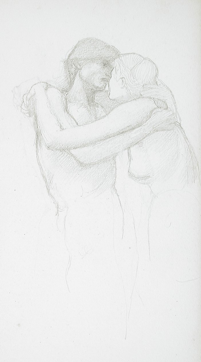Pareja desnuda abrazándose de Edward Burne-Jones