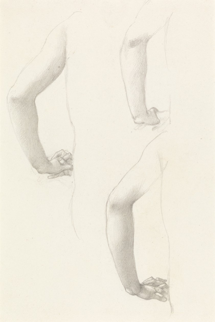 Estudios de un brazo y unas manos de Edward Burne-Jones