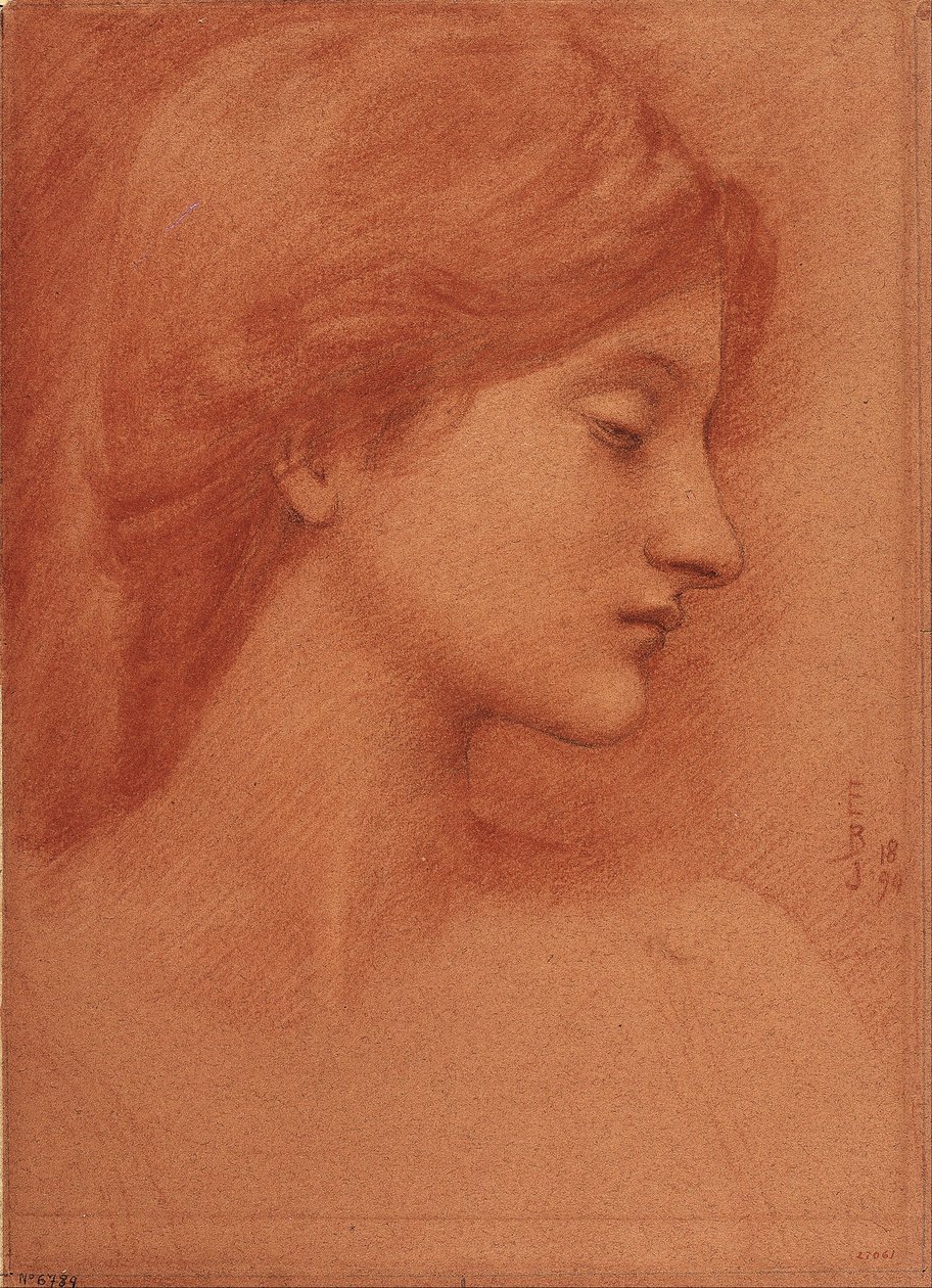 Estudio de una Cabeza Femenina de Edward Burne-Jones