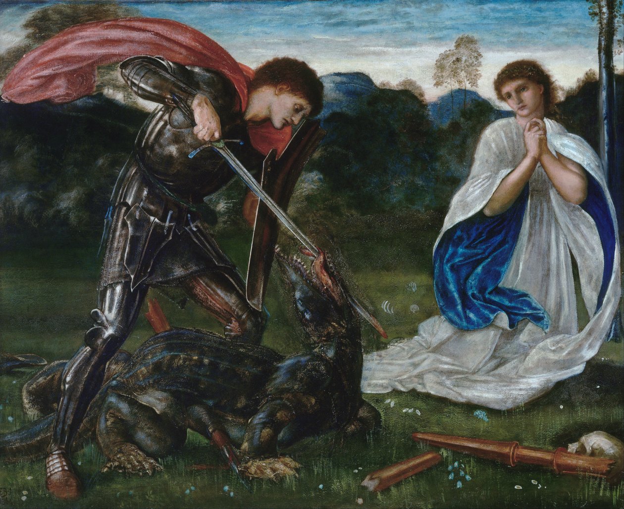 La lucha: San Jorge mata al dragón VI de Edward Burne-Jones