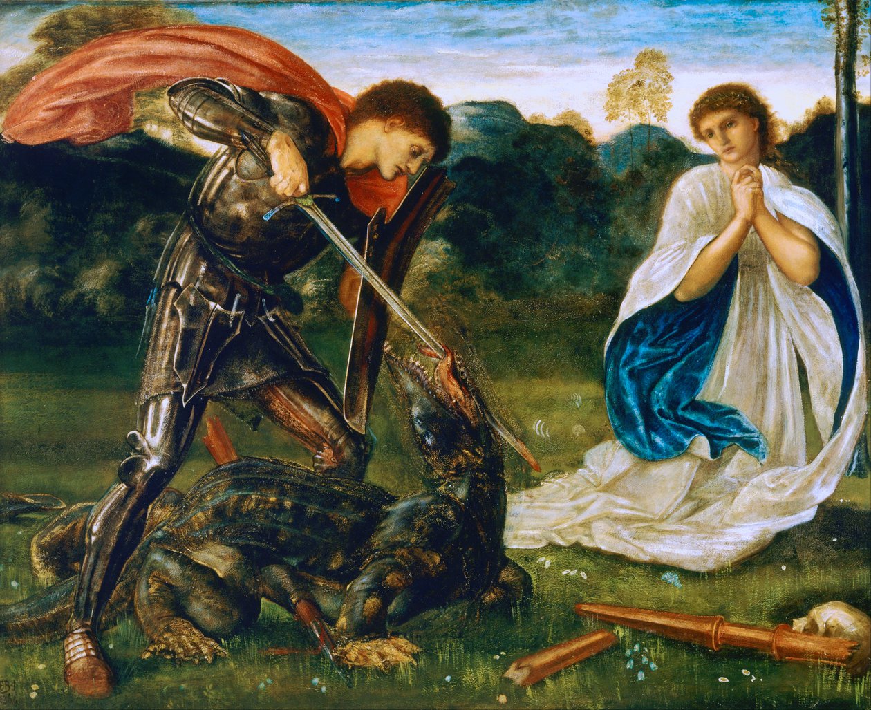 La lucha: San Jorge mata al dragón VI de Edward Burne-Jones