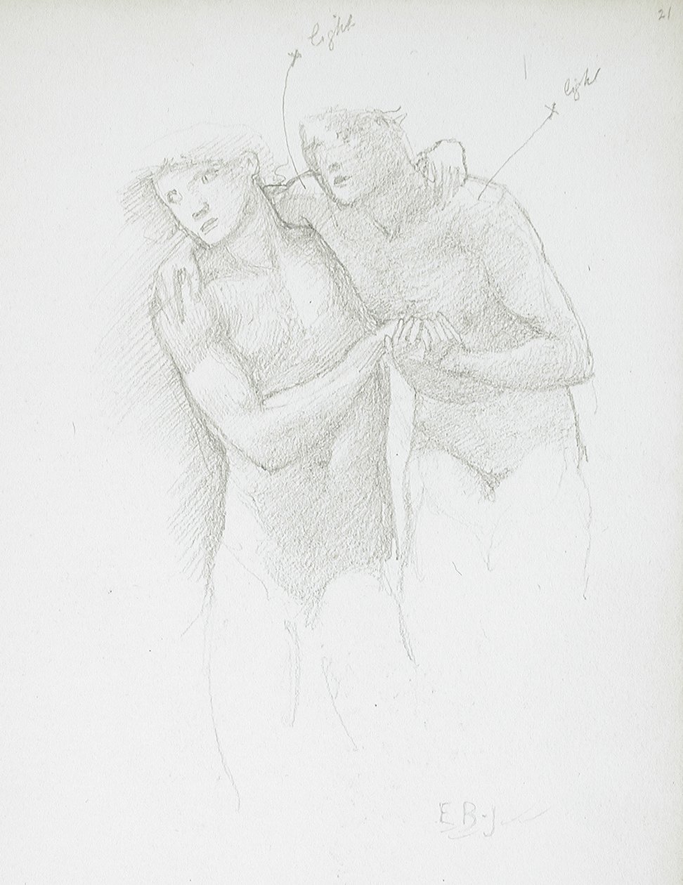Dos desnudos de Edward Burne-Jones