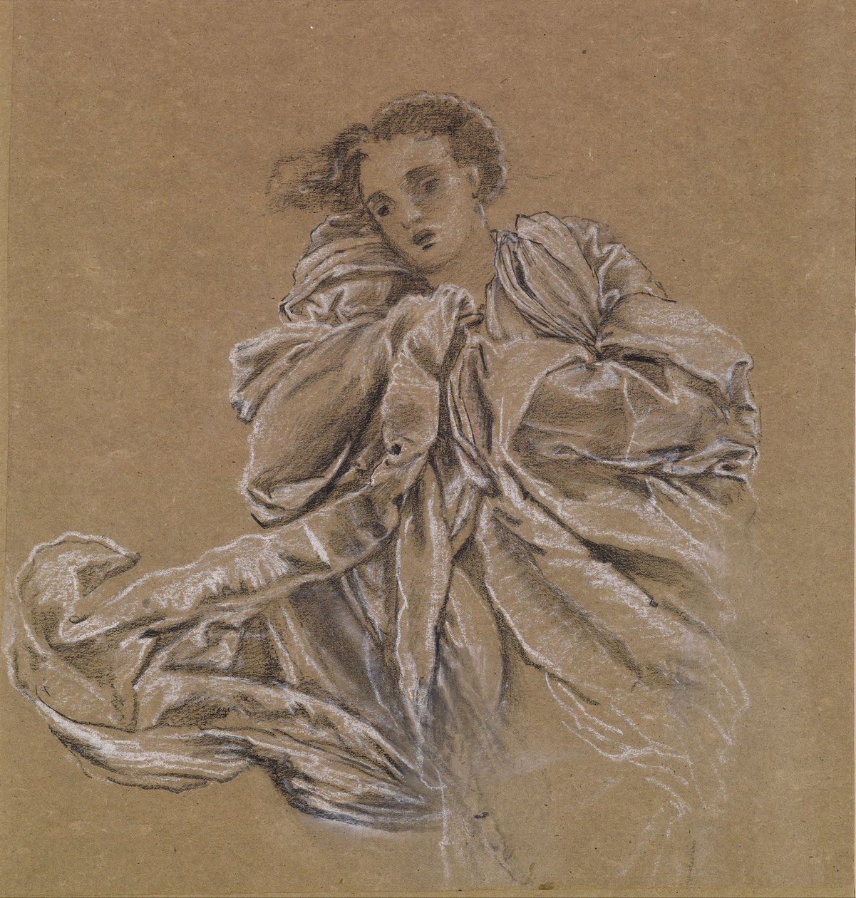 Invierno - Estudio de drapeado volador de Edward Burne Jones