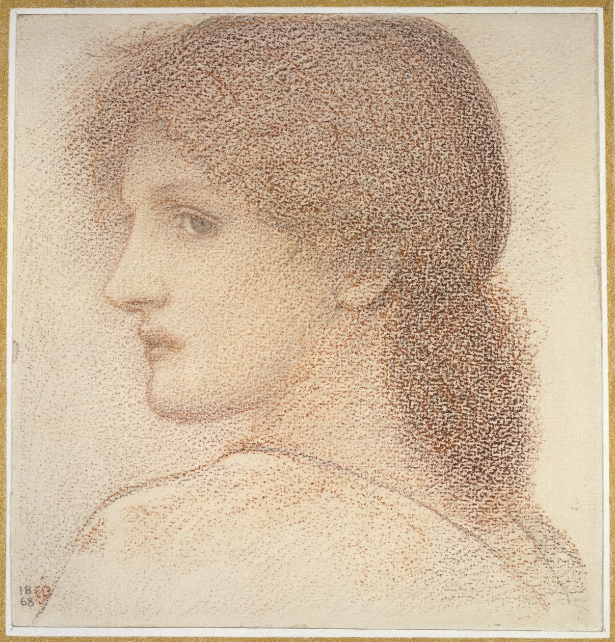 Estudio de la cabeza de una mujer, girada a la izquierda, 1868 de Edward Burne Jones