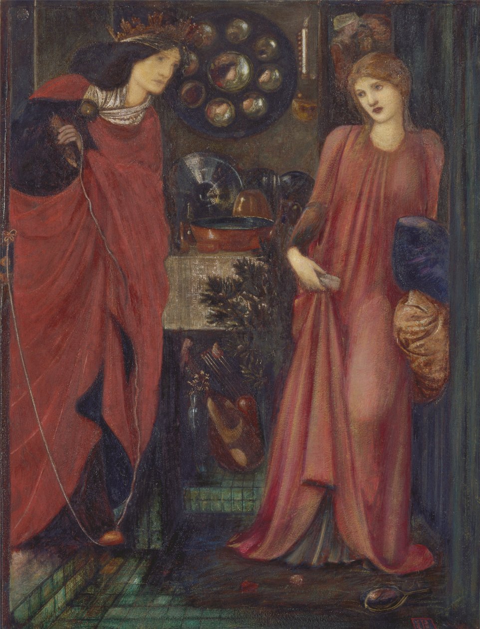 La bella Rosamund y la reina Eleanor de Edward Burne Jones