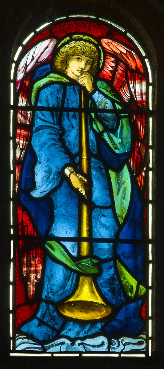 Hoarwithy, Santa Catalina, Morris & Co., Edward Burne-Jones, Ángel Trompetero, 1879 de Edward Burne Jones