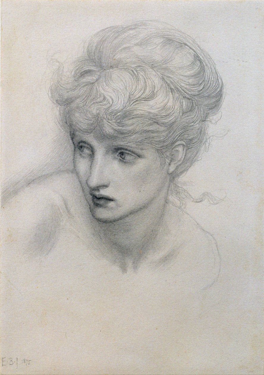Estudio de la cabeza de una niña de Edward Burne Jones