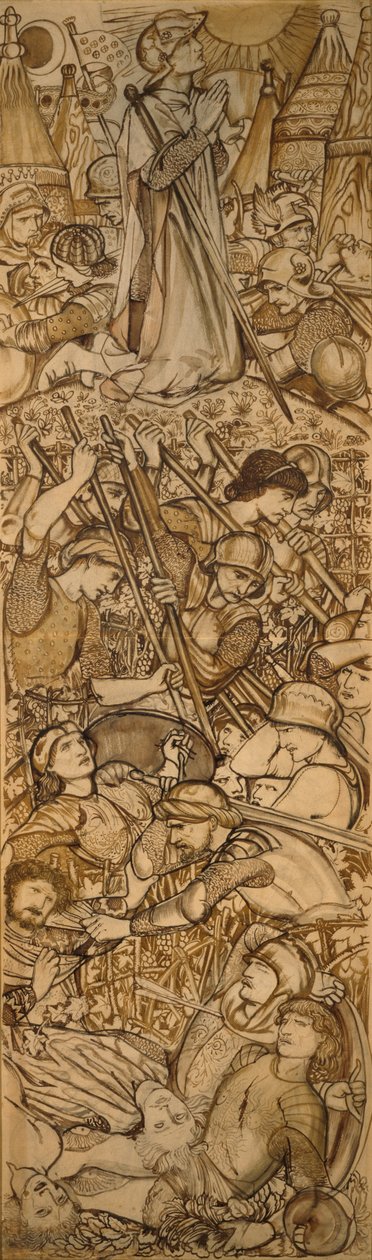 La batalla de Bet-Horón - Josué ordena al Sol y a la Luna que se detengan de Edward Burne Jones