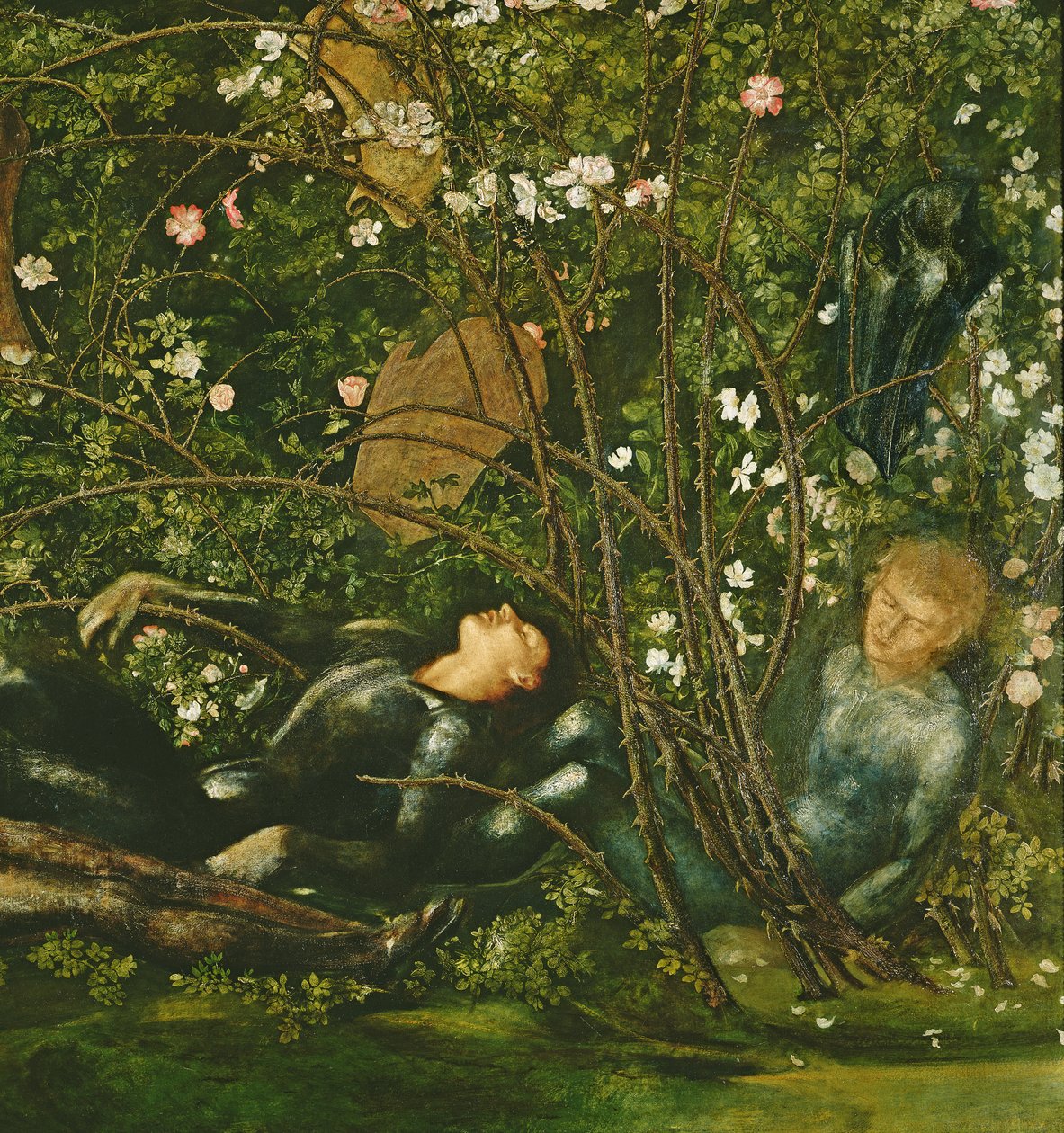 Los caballeros y la rosa silvestre, 1869 (detalle) de Edward Burne Jones