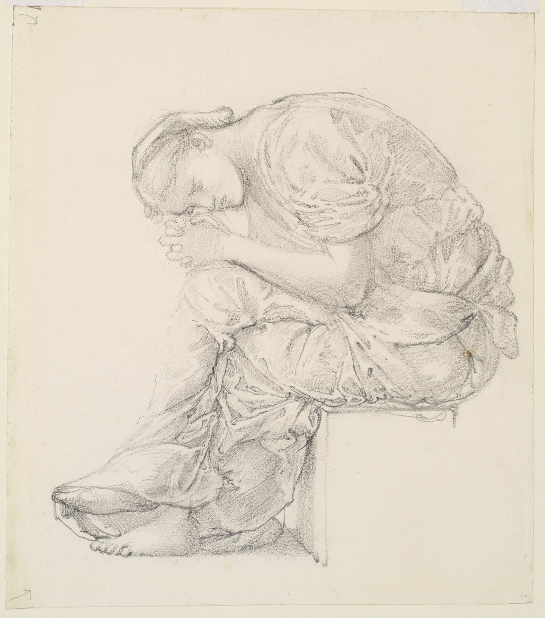 El lamento - Estudio para la figura de la derecha de Edward Burne Jones