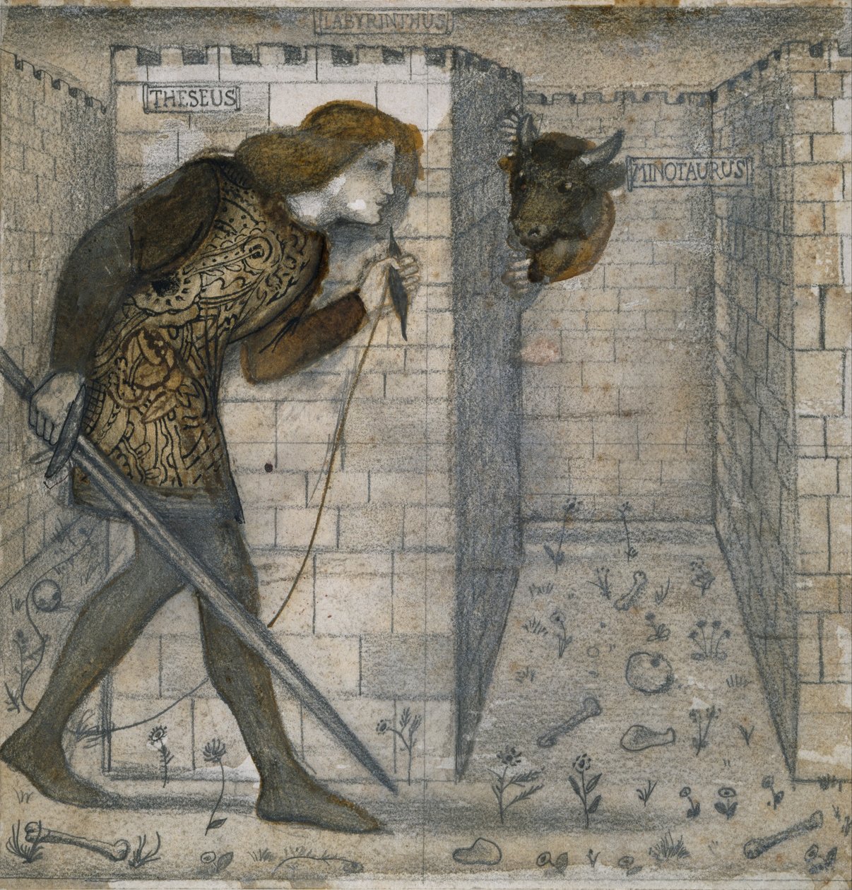 Diseño de baldosas - Teseo y el Minotauro en el Laberinto de Edward Burne Jones