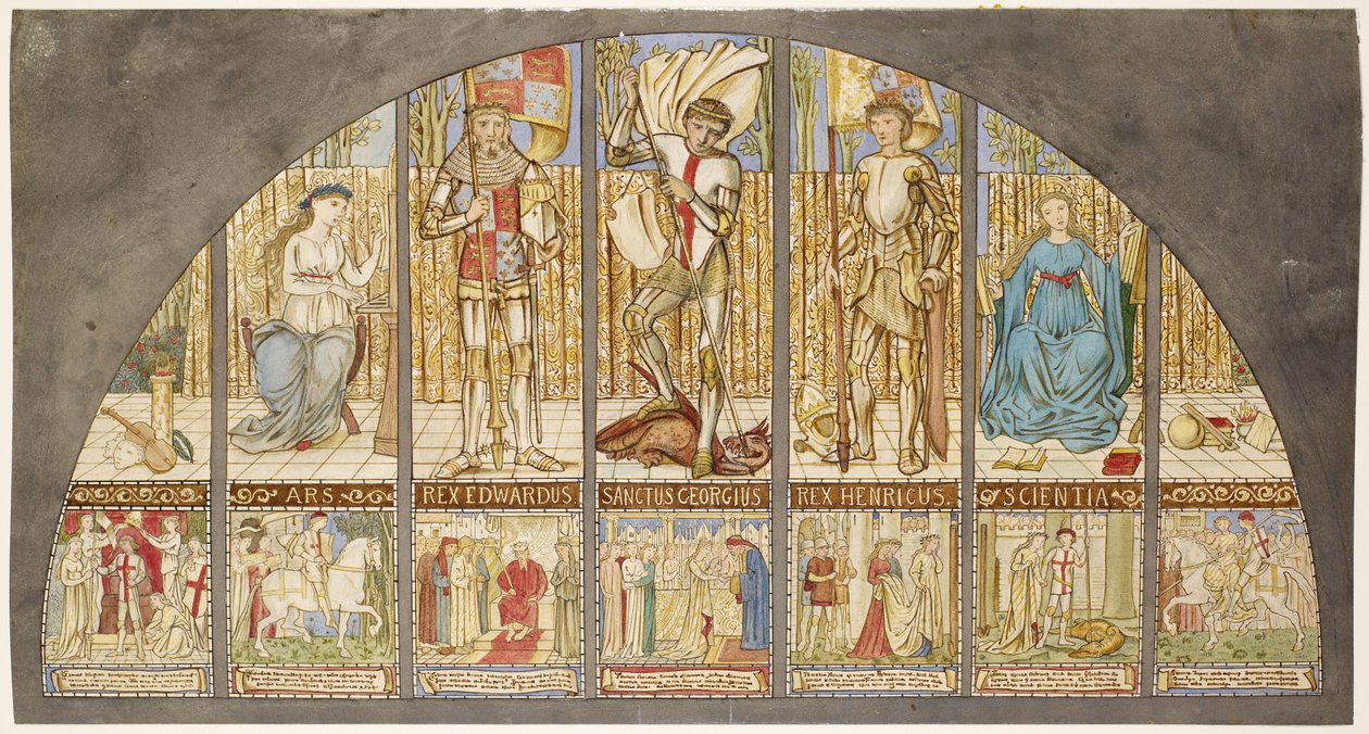 Guerras de las Rosas - Eduardo IV, Enrique VI, San Jorge con alegoría de Edward Burne Jones