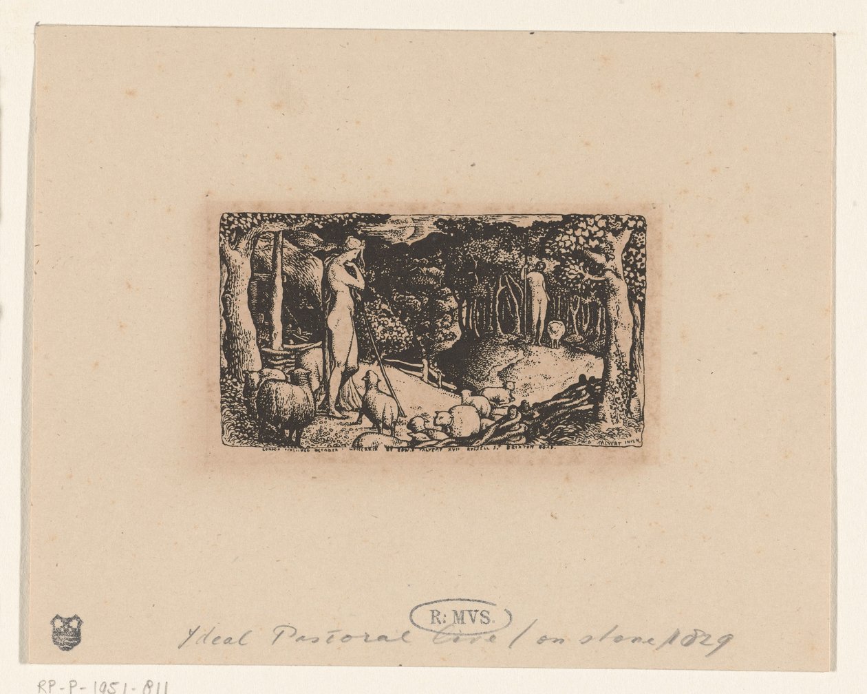 Vida rural Vida pastoral ideal de Edward Calvert (signed by artist)