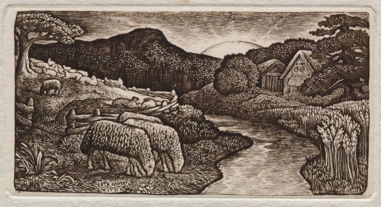 Las Ovejas de Su Pastizal de Edward Calvert