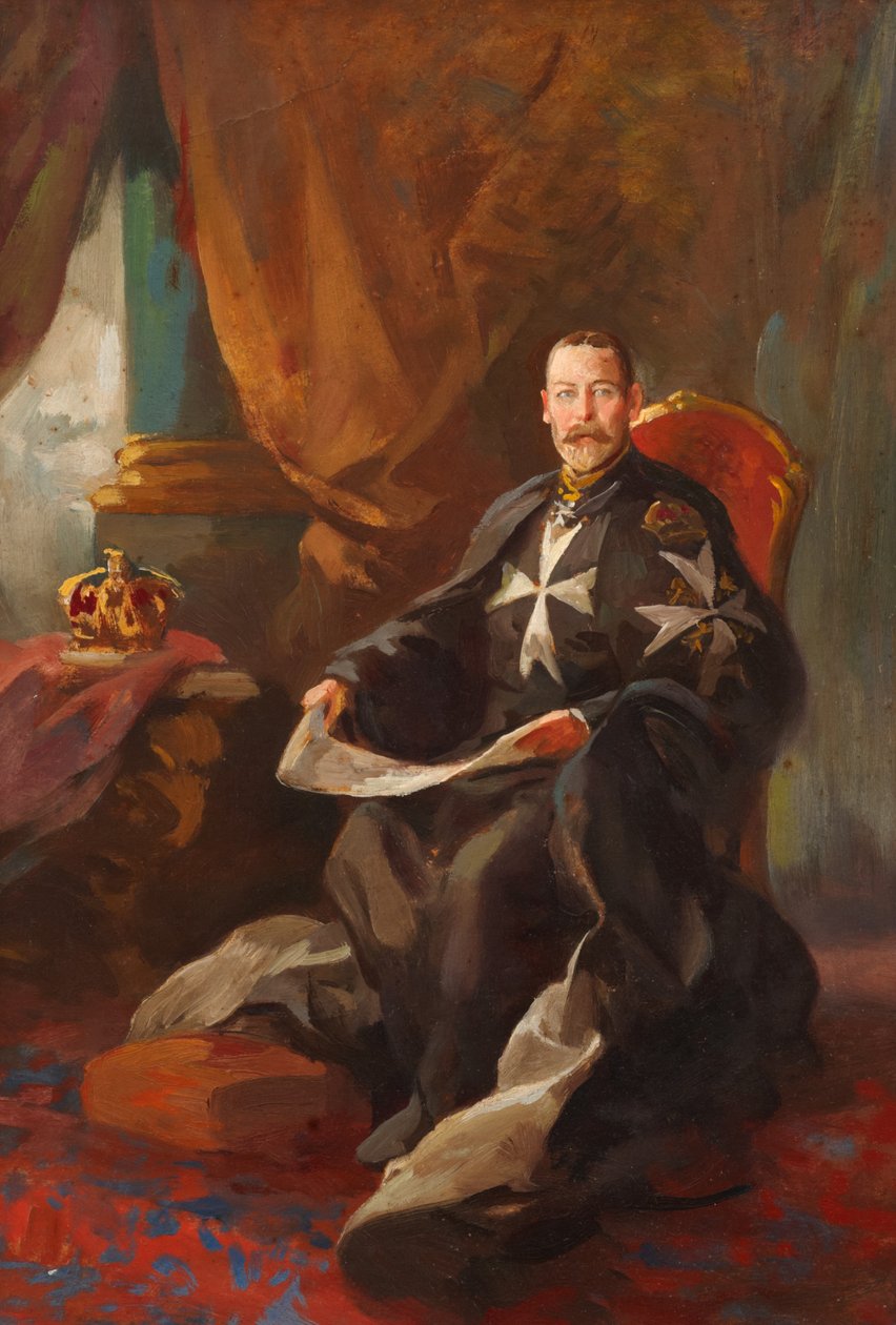 Estudio para el retrato del rey Jorge V (óleo sobre tabla) de Edward Caruana Dingli