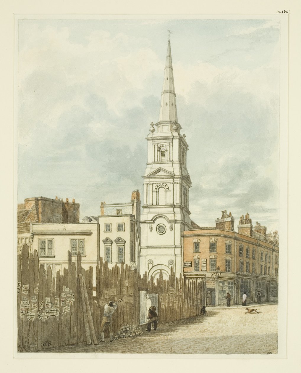 Christ Church desde el Exchange con el sitio despejado para la construcción de la Nueva Casa del Consejo de Edward Cashin