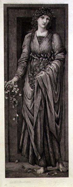 Flora, grabado por Eugene Gaujean, publicado por Thomas Agnew & Sons de Edward Coley (after) Burne Jones