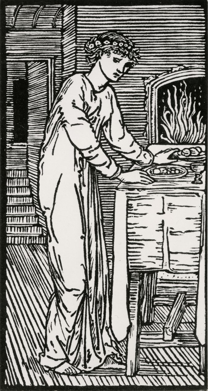 Psique junto a la mesa de Edward Coley (after) Burne Jones
