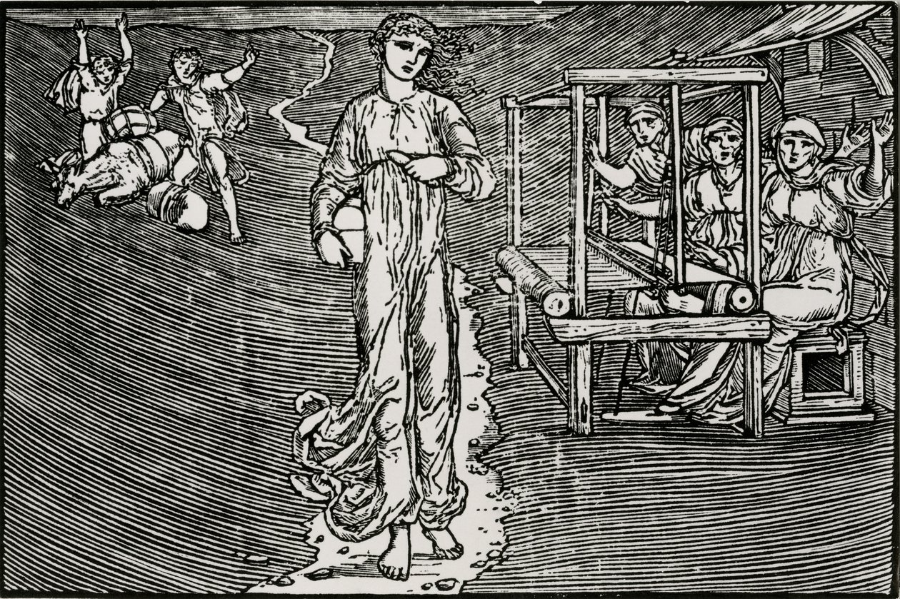 Las mujeres tejedoras de Edward Coley (after) Burne Jones