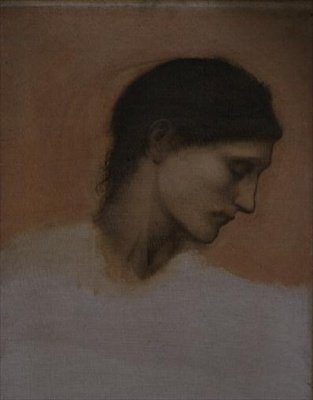 Estudio de la cabeza de una niña de Edward Coley Burne Jones