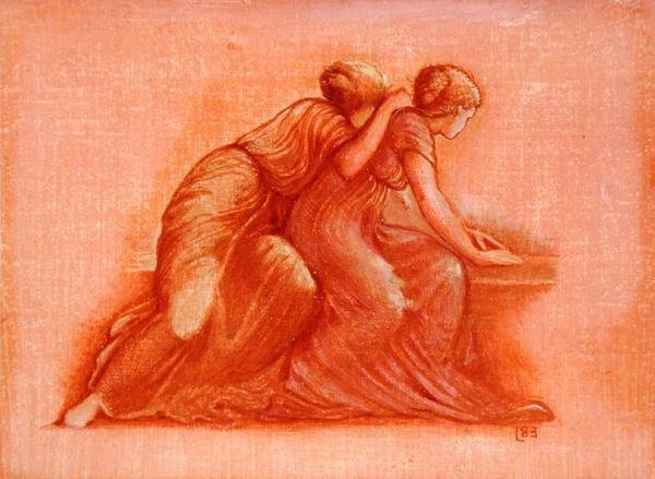 Figuras en un balcón de Edward Coley Burne Jones