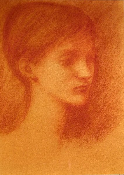 Cabeza roja / Retrato de una niña de Edward Coley Burne Jones