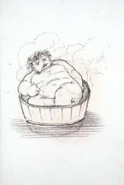 William Morris (1834-96) en una bañera, de un álbum de dibujos de Edward Coley Burne Jones